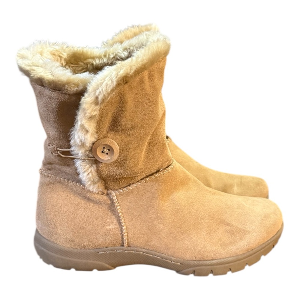 G.H. Bass & Co. Tan Suede Ankle Boots with Faux Fur Women’s Size 9.5